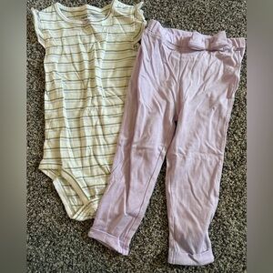 Carter's Baby Girl Light White & Purple Striped Set Size 18 Months NWOT